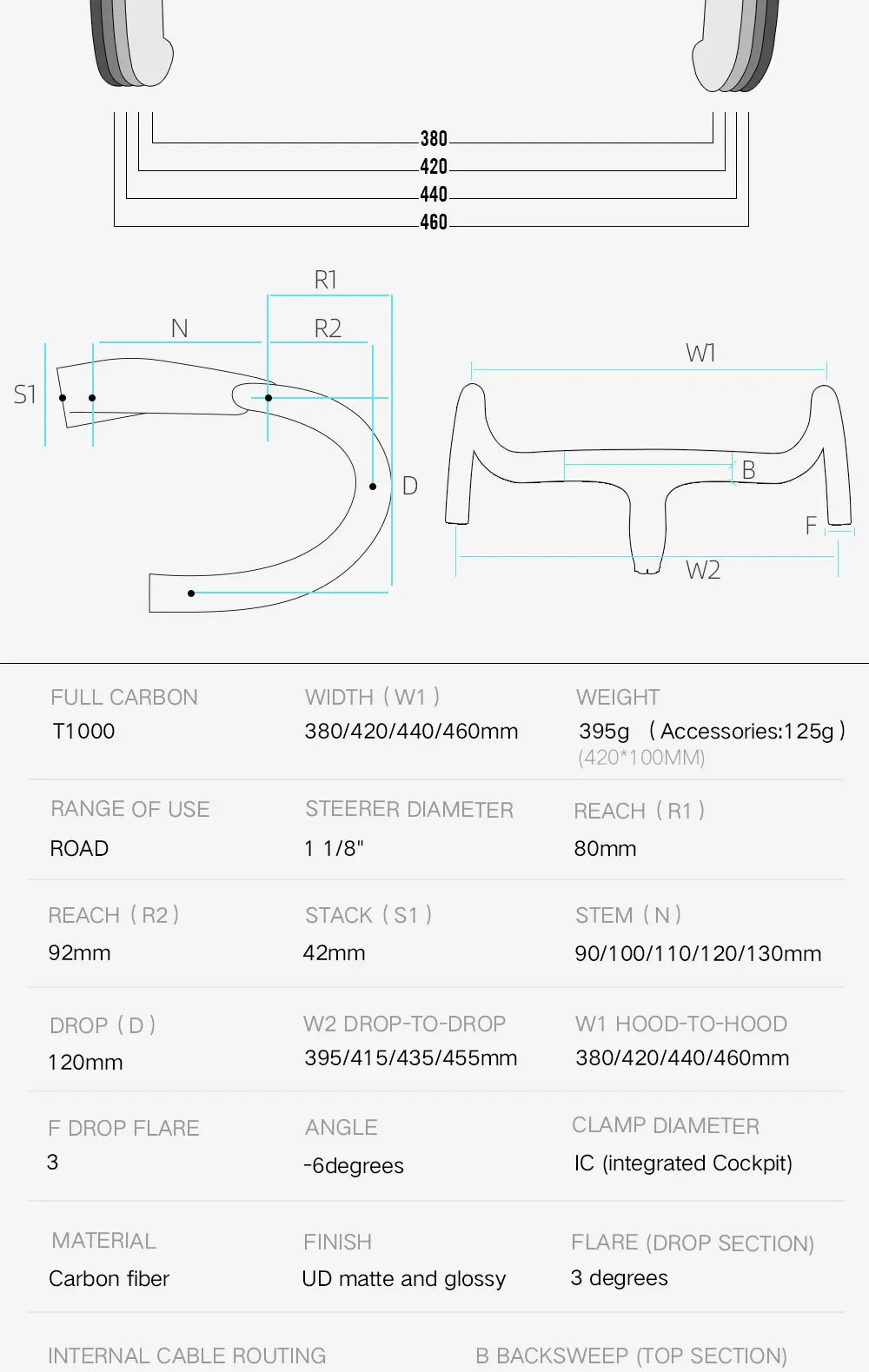 Carbon Road Bike Integrated Handlebar Inner Cable Routine Bent Bar Bicycle Parts