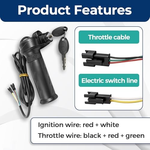 Full Twist Throttle for Ridstar with 2 Keys, Universal Throttle Grips for