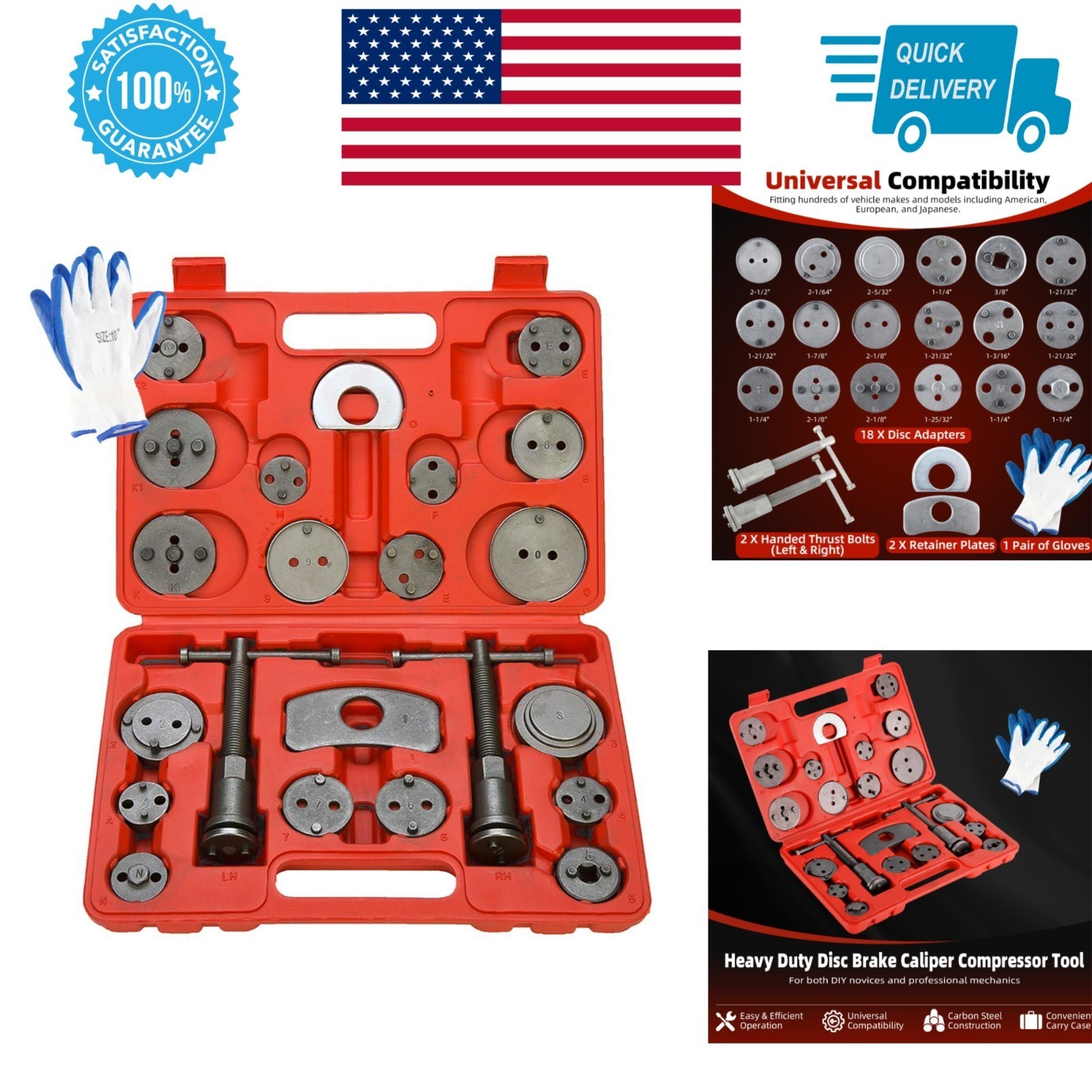 8MILELAKE Disc Brake Caliper Compressor Tool Set – 24 Piece Kit
