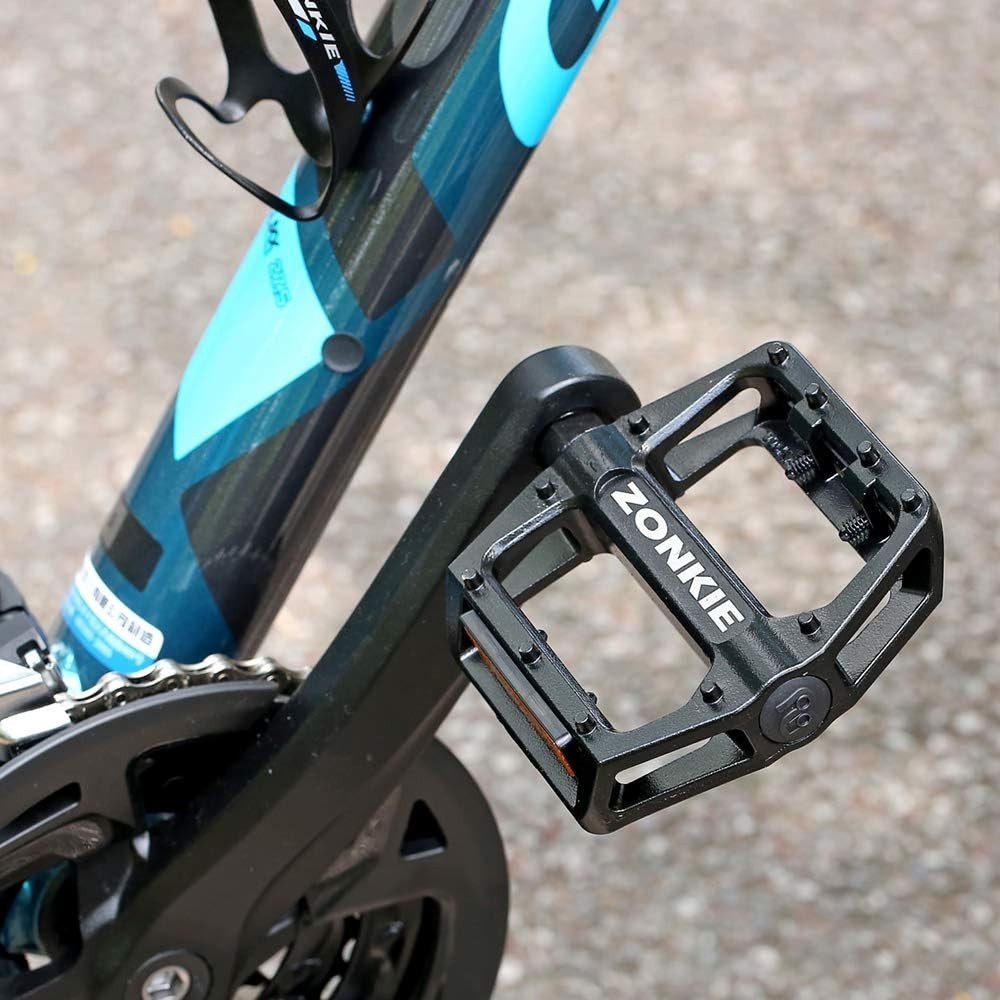 Sealed DU Bearing Bicycle Pedals in Black – Aluminum Alloy, Reflective Safety