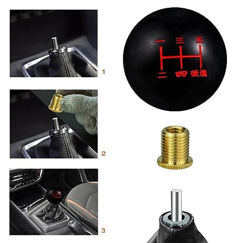 5 Speed Shift Knob—Shifter Lever Head—Black and Red—B Lower Right Backward