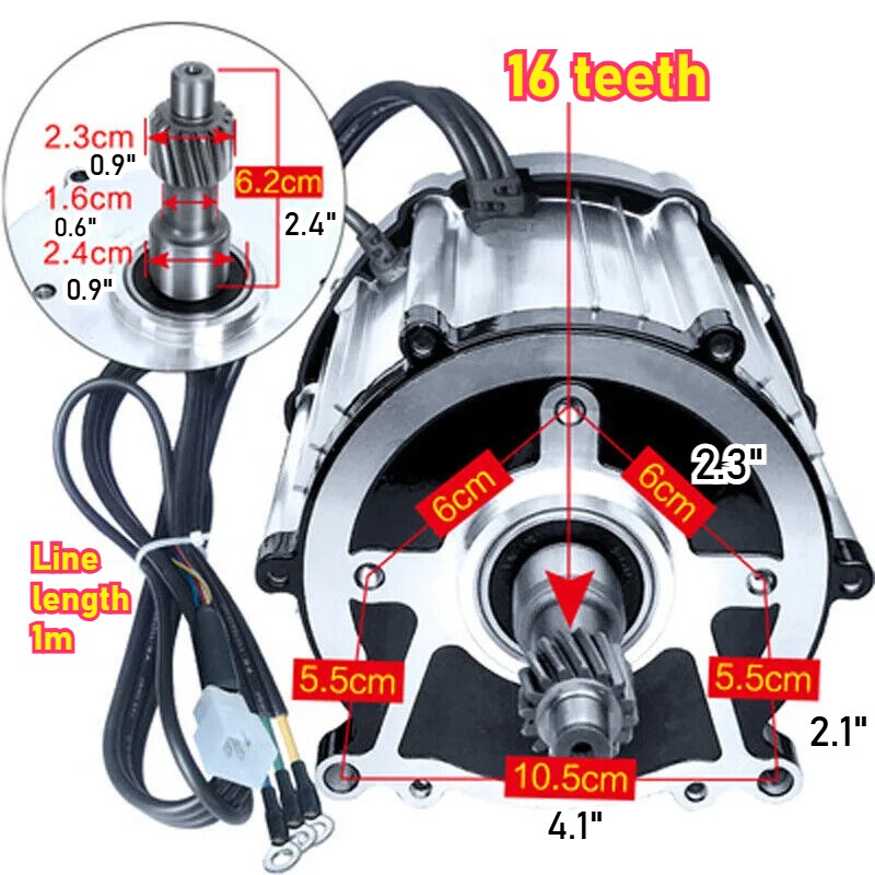1500W High Speed Brushless Differential Motor DC 48V 60V 72V Electric Tricycle