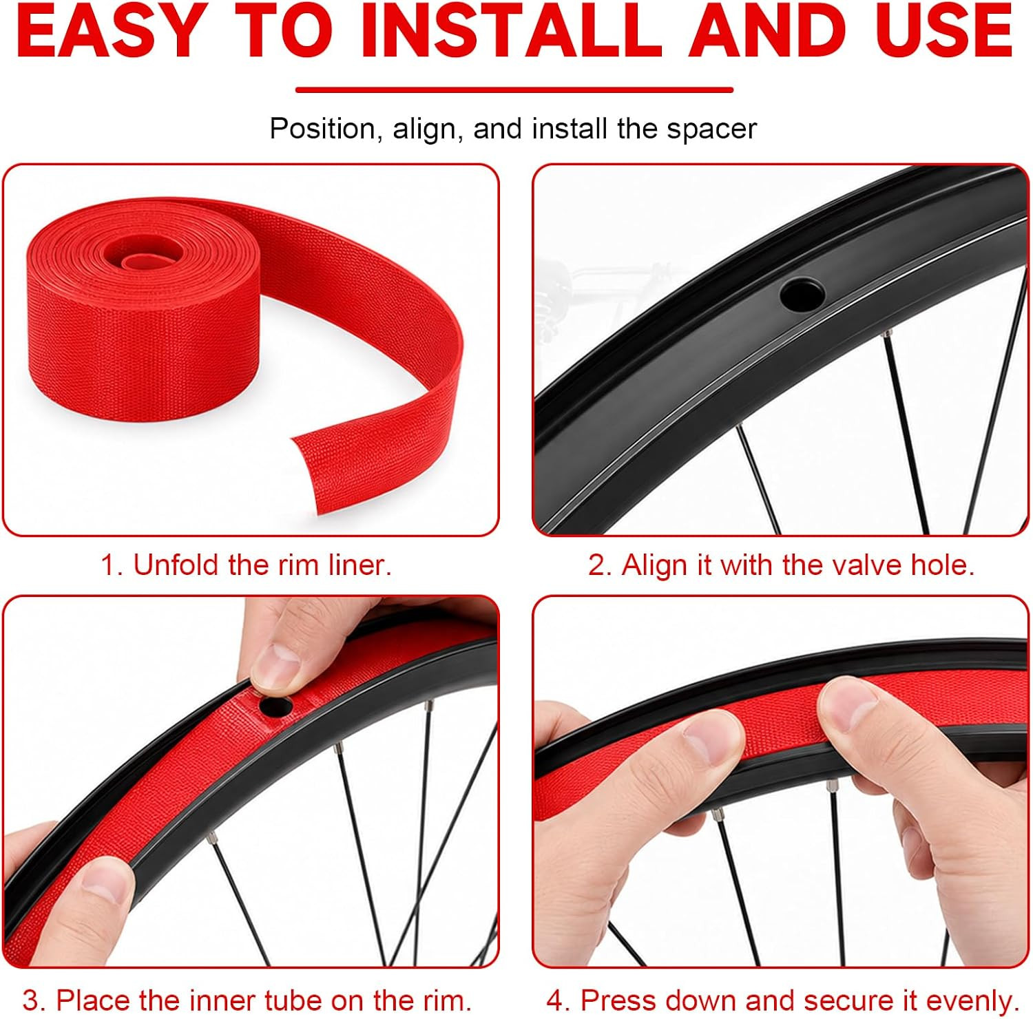 2 Pack Bicycle Rim Liner Rim Tape 26 Inch Bike Rim Strip High Pressure & Punctu