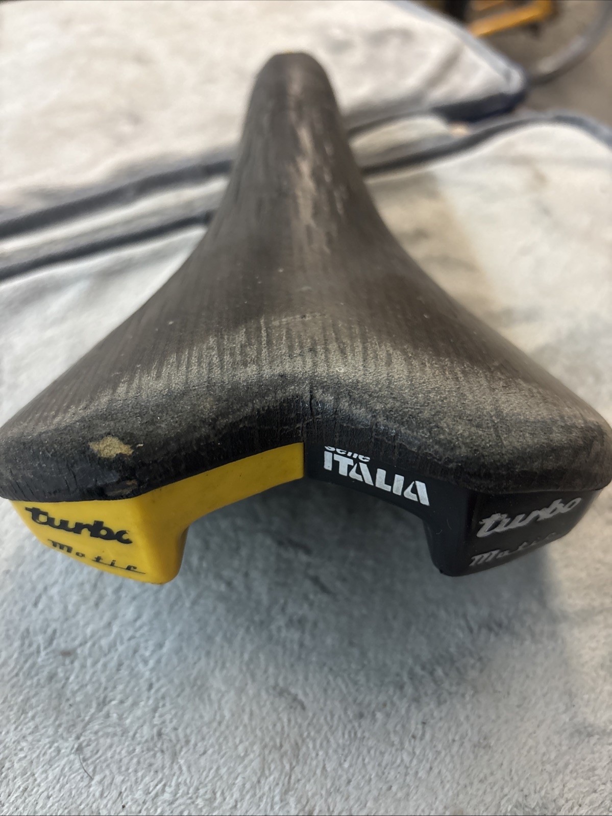 Selle Italia Turbo Matic Titanium Saddle Black Yellow Made in Italy Vintage Bike