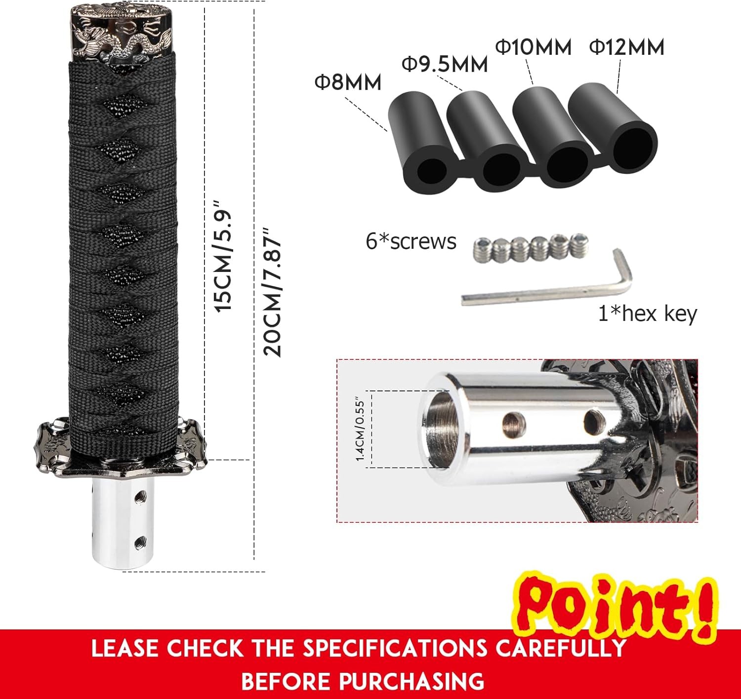 Katana Gear Shift Knob Samurai Sword Shifter Knob Universal Fit for Manual Cars