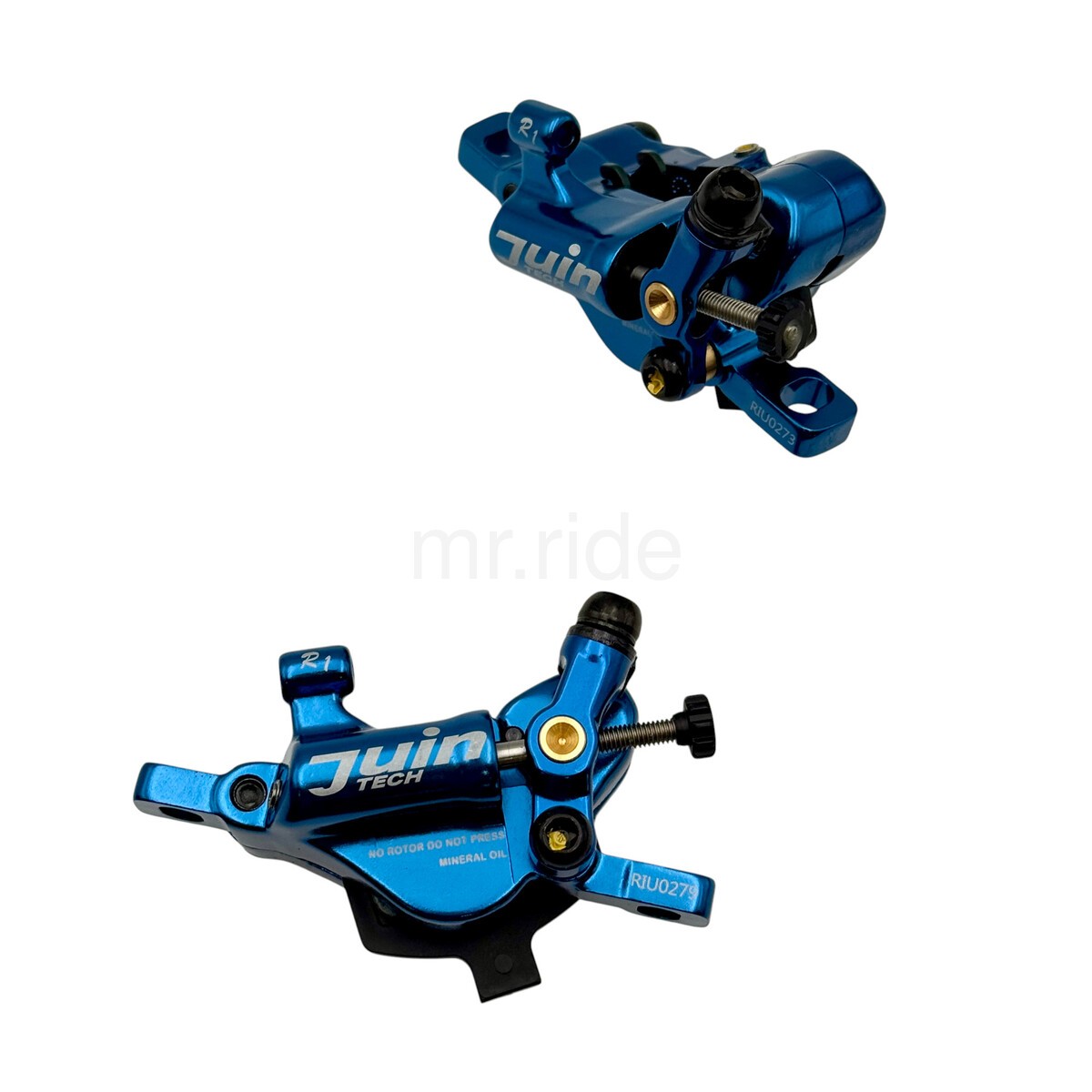 JUIN R1 Cable-Actuated Hydraulic Road Bike Disc Brake set with 160mm rotors Blue