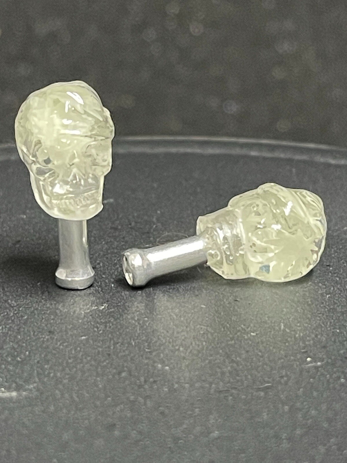 Clear Skull With Glow In The Dark Pot Leaf Brake Cable Ends For BMX Etc. (B100)