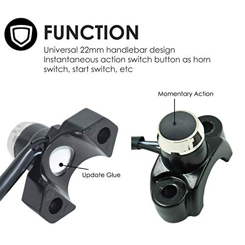 Aluminum 7/8″ Motorcycle Handlebar Control Horn Start Switch Button Momentary
