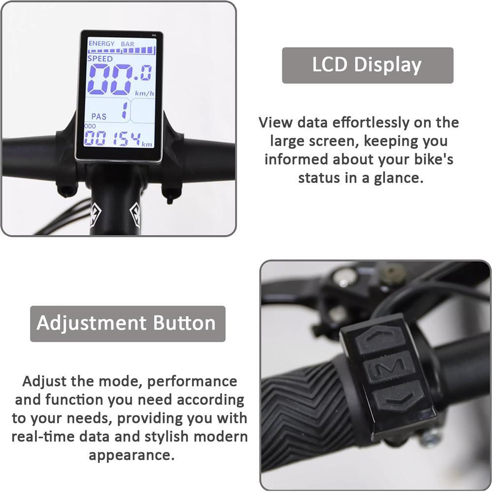 Ebike 24V 36V 48V 60V M5 LCD Display Speed Power Meter Control Panel 5 Pin SM/WP