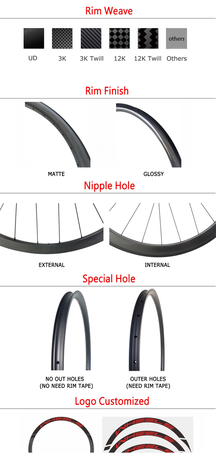 1 Pcs 700C Road Bike Carbon Rim 28mm Width Tubular 30/35/40/45/50/55/60mm Depth