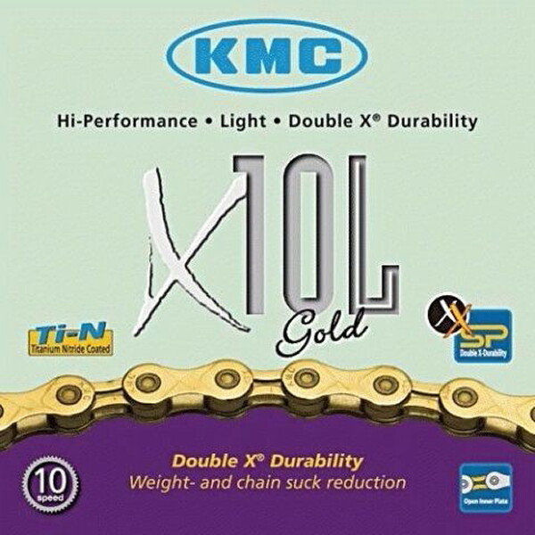 10 Speed Chain KMC X10L Gold 114 Links TI-N Titanium Nitride Plating