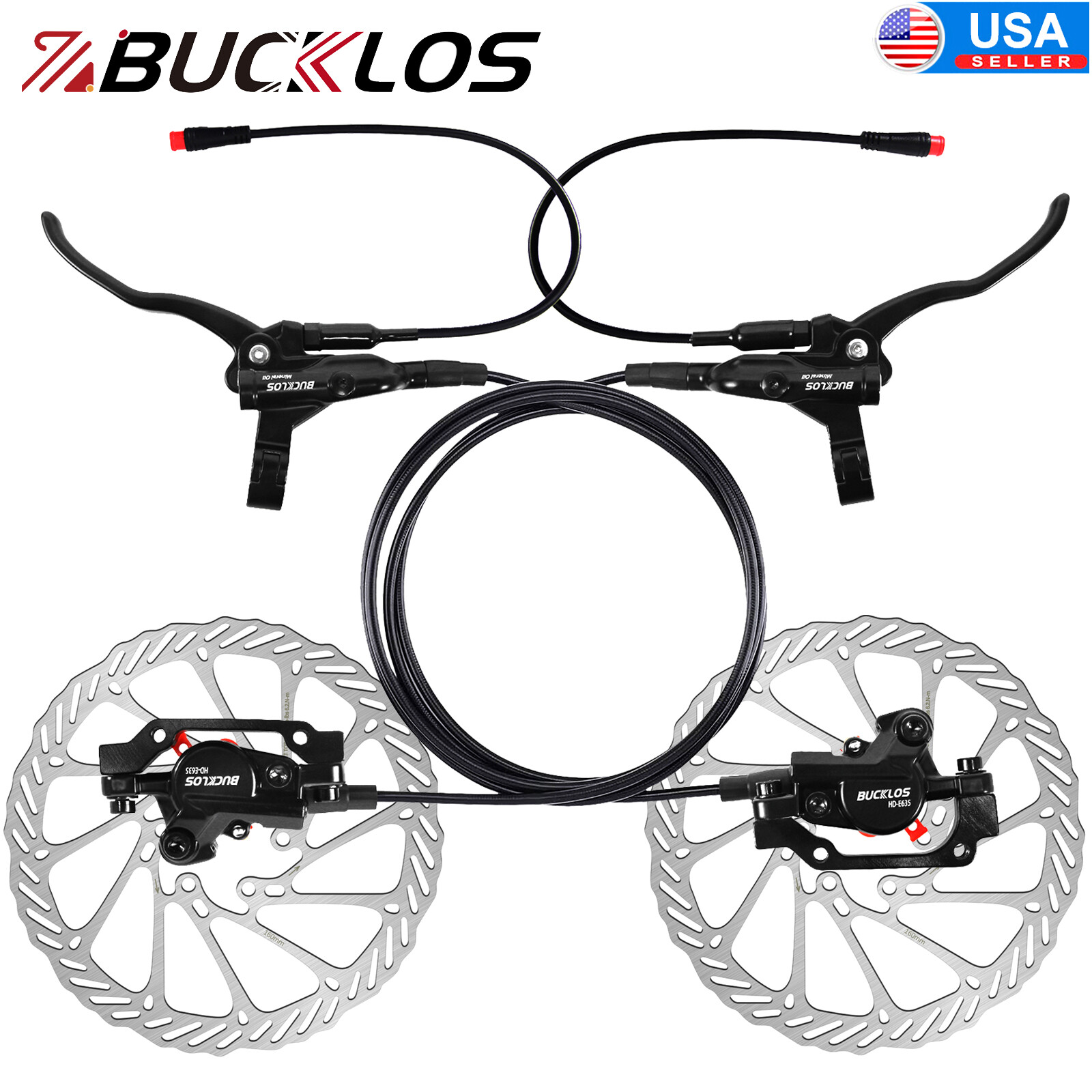 BUCKLOS HD-E635 Hydraulic Brake Front&Rear 1100mm/1800mm E-Bike 2pc 160mm Rotor
