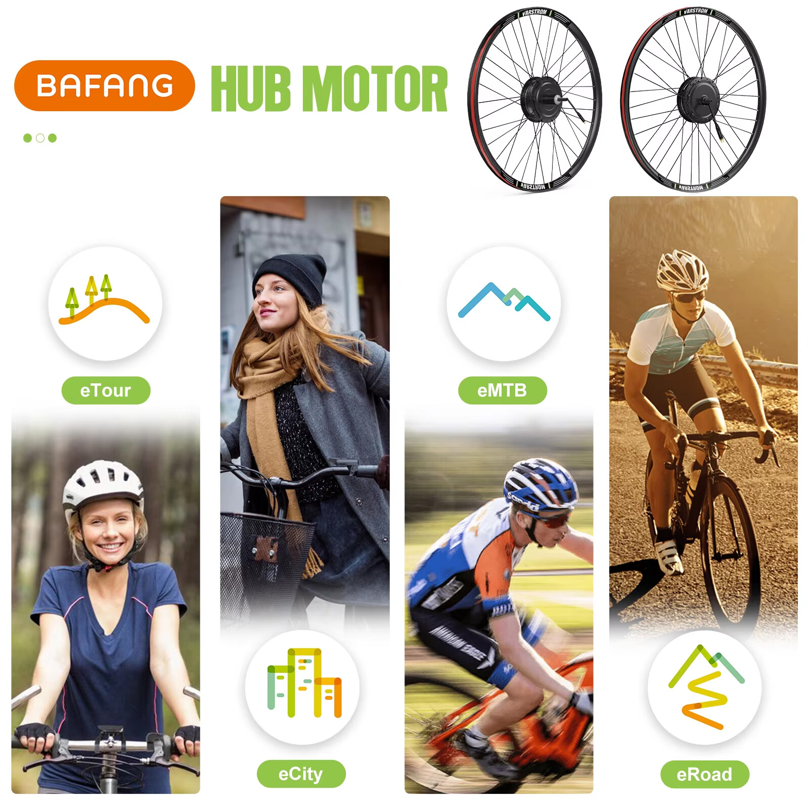 Bafang 48V 500W Front Rear Hub Motor Electric Bike Conversion Kit 26″ 27.5″ 700C