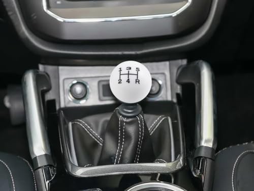 5 Speed Shift Knob, Round Ball Gear Strick Knob White and Black Lower Right R