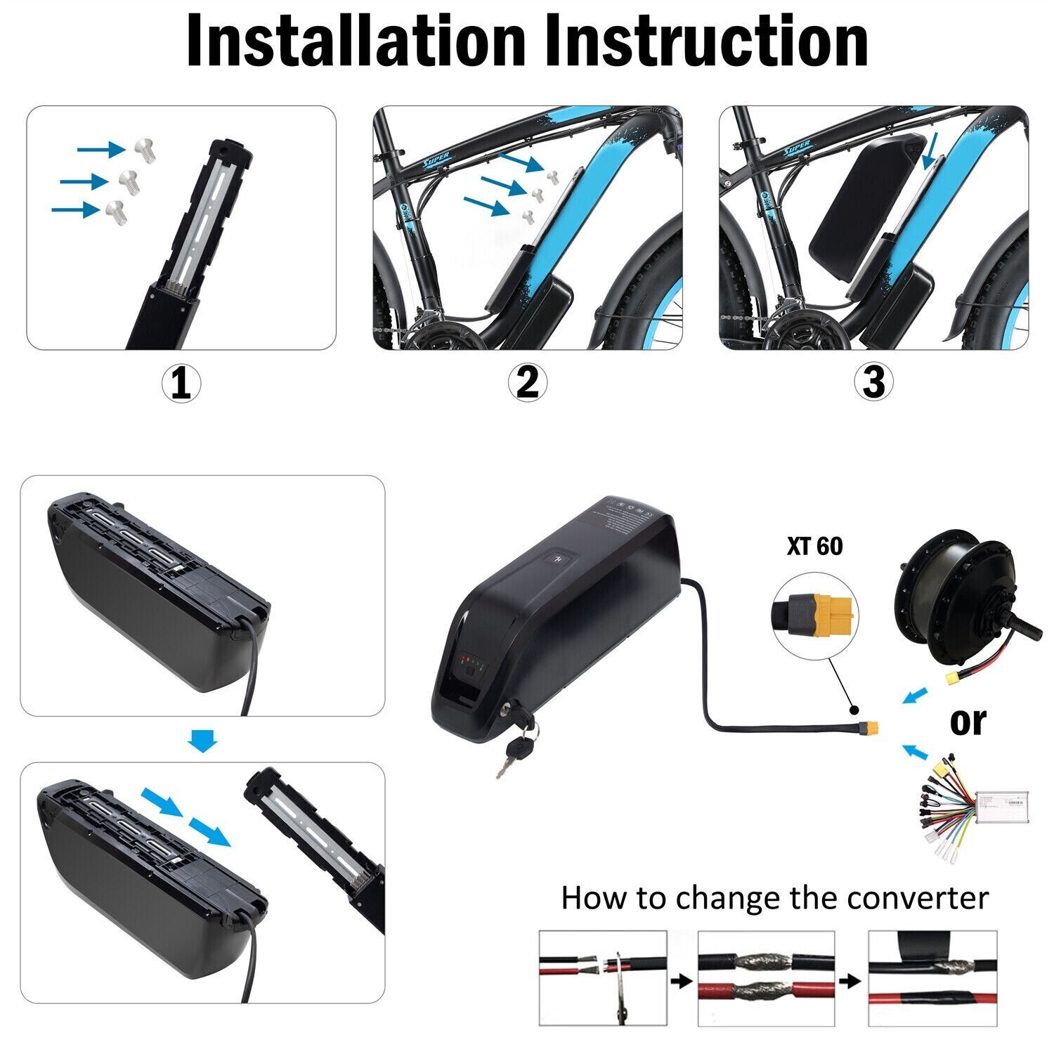 36V 15Ah Ebike Electric Bike Lithium Battery With 40A BMS &5Pin Base For Bicycle