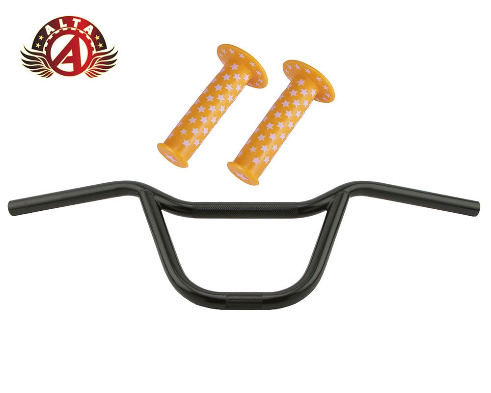 Alta 208 Freestyle Bars 22.2mm Black + Star Grips Yellow/White BMX Freestyle