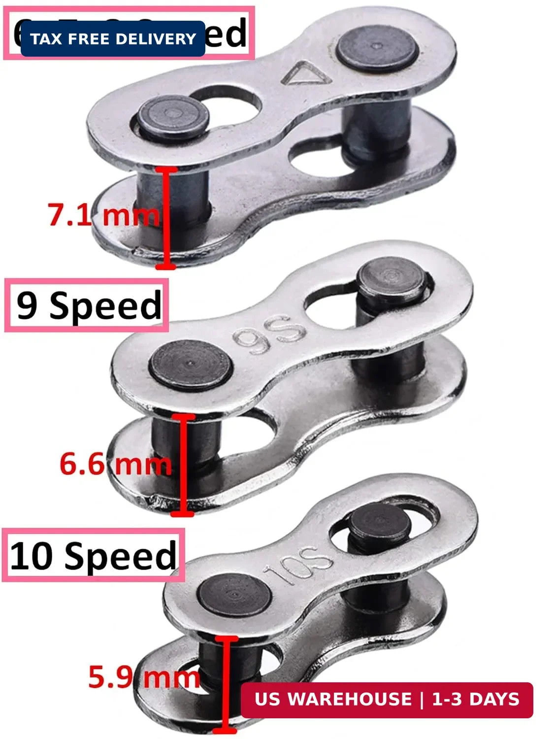 8 Pairs Bicycle Missing Link for 6, 7, 8, 9, 10 Speed Chain Master Link for Bicy