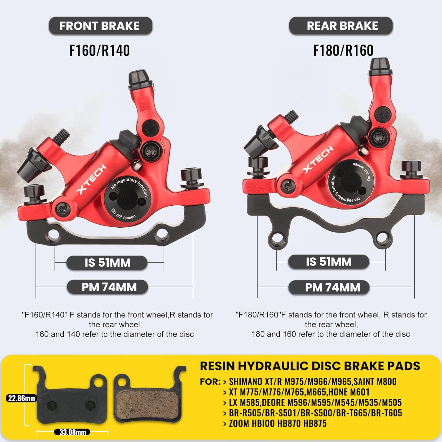 Zoom HB-100 Hydraulic Disc Brake Calipers for MTB Road E-Bike–Compatible Replace