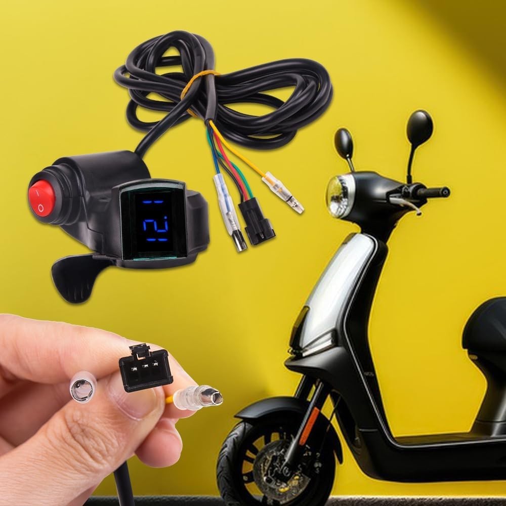 Digital E-Bike Thumb Throttle (12V-72V) with LCD Display for Precise Monitoring