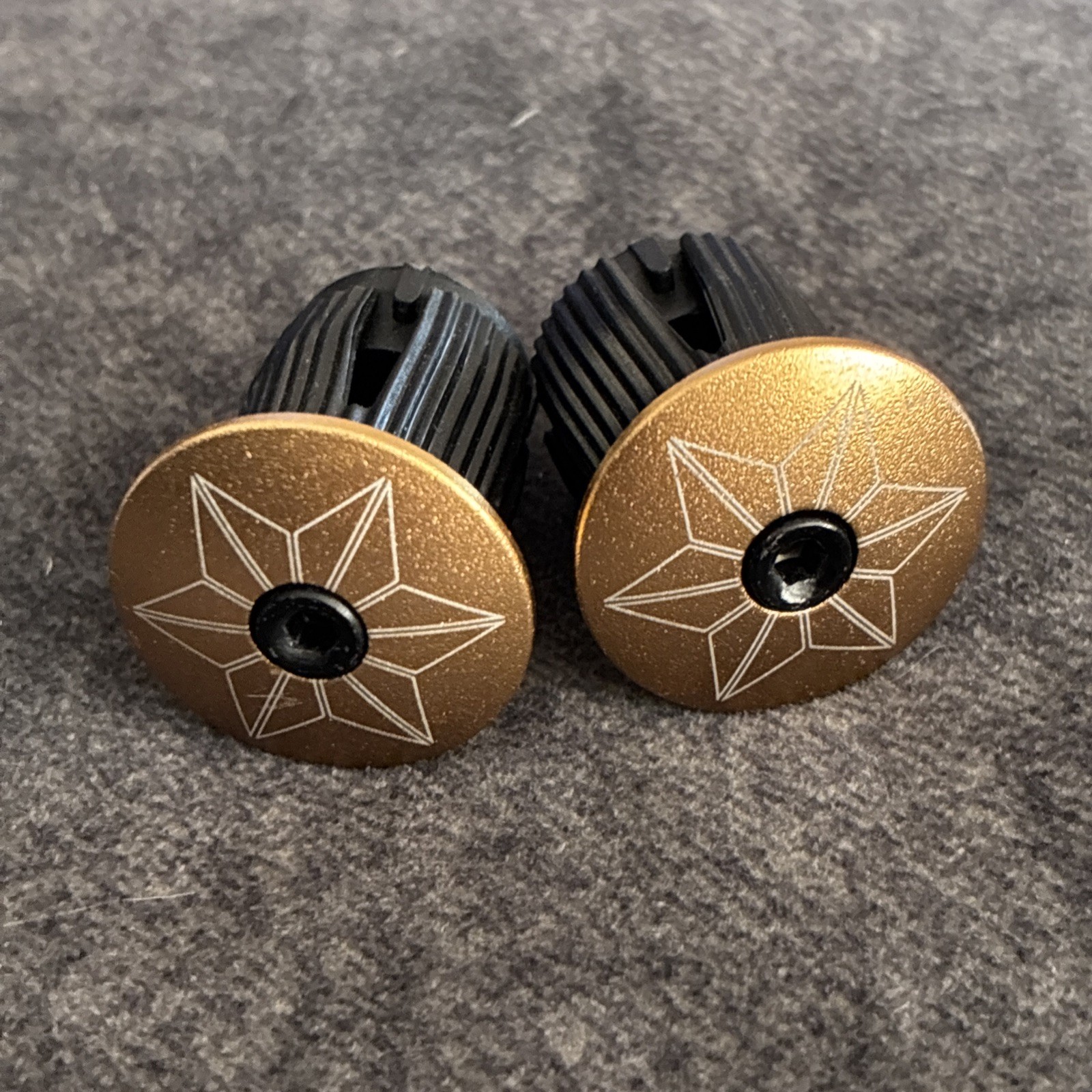SUPACAZ Gold Bar End Caps, Used. Drop Bar
