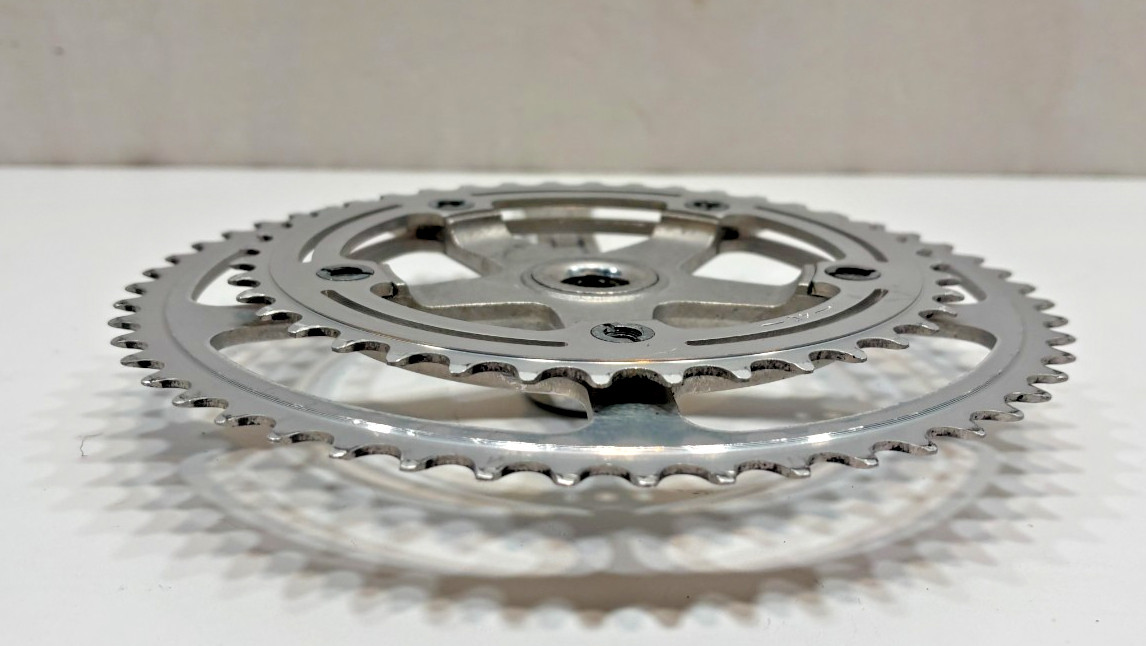 Vintage SR Sakae Silstar 170mm 52/40 Silver Aluminum Road Bike Double Crankset
