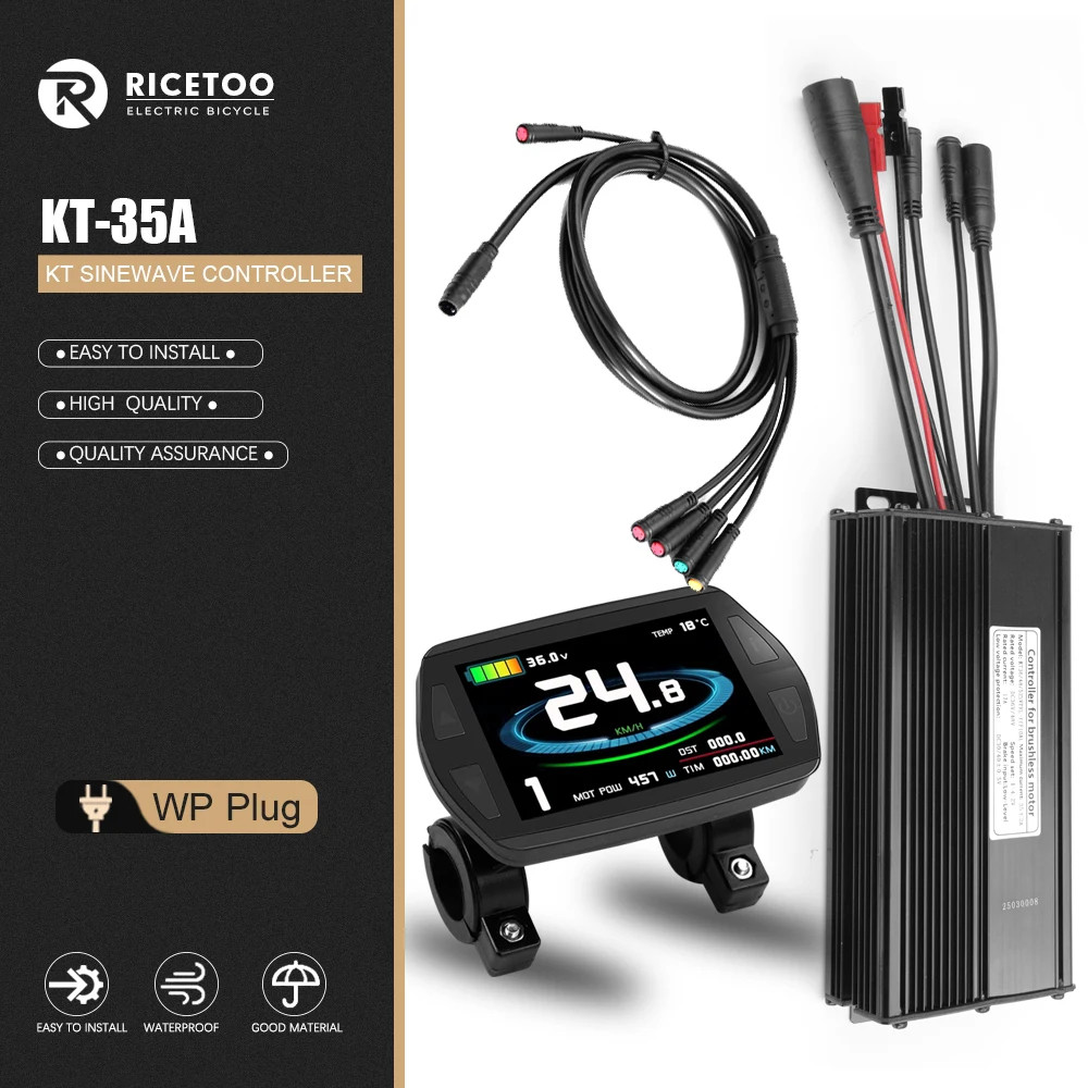 KUNTENG 35A 36-52V Sine Wave Controller 1000-1500W Brushless Motor KT Display