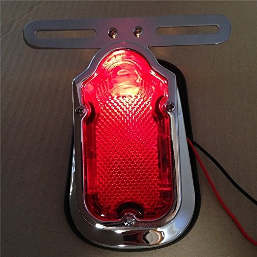 XKMT-Chromed Heavy Metal Aluminum Tombstone Brake Tail Light Metal Light Red