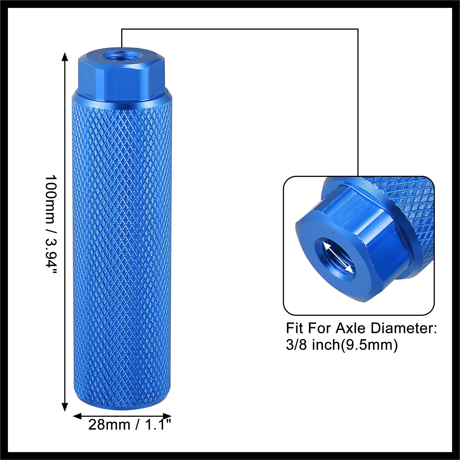 Pair Aluminum Alloy Rear Foot Peg Blue for BMX MTB Bicycle Fit 3/8 inches Axles