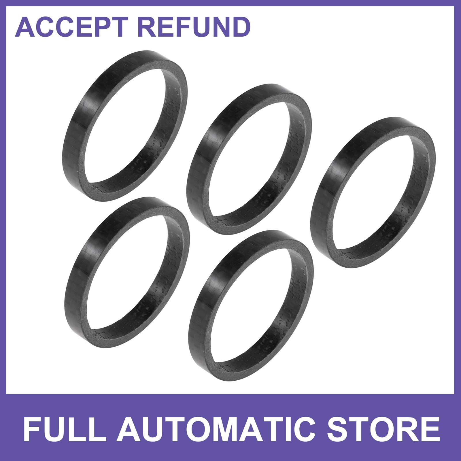 Bicycle Headset Spacers 5mm 31.8mm 1-1/4″ Carbon Fiber Gloss Black