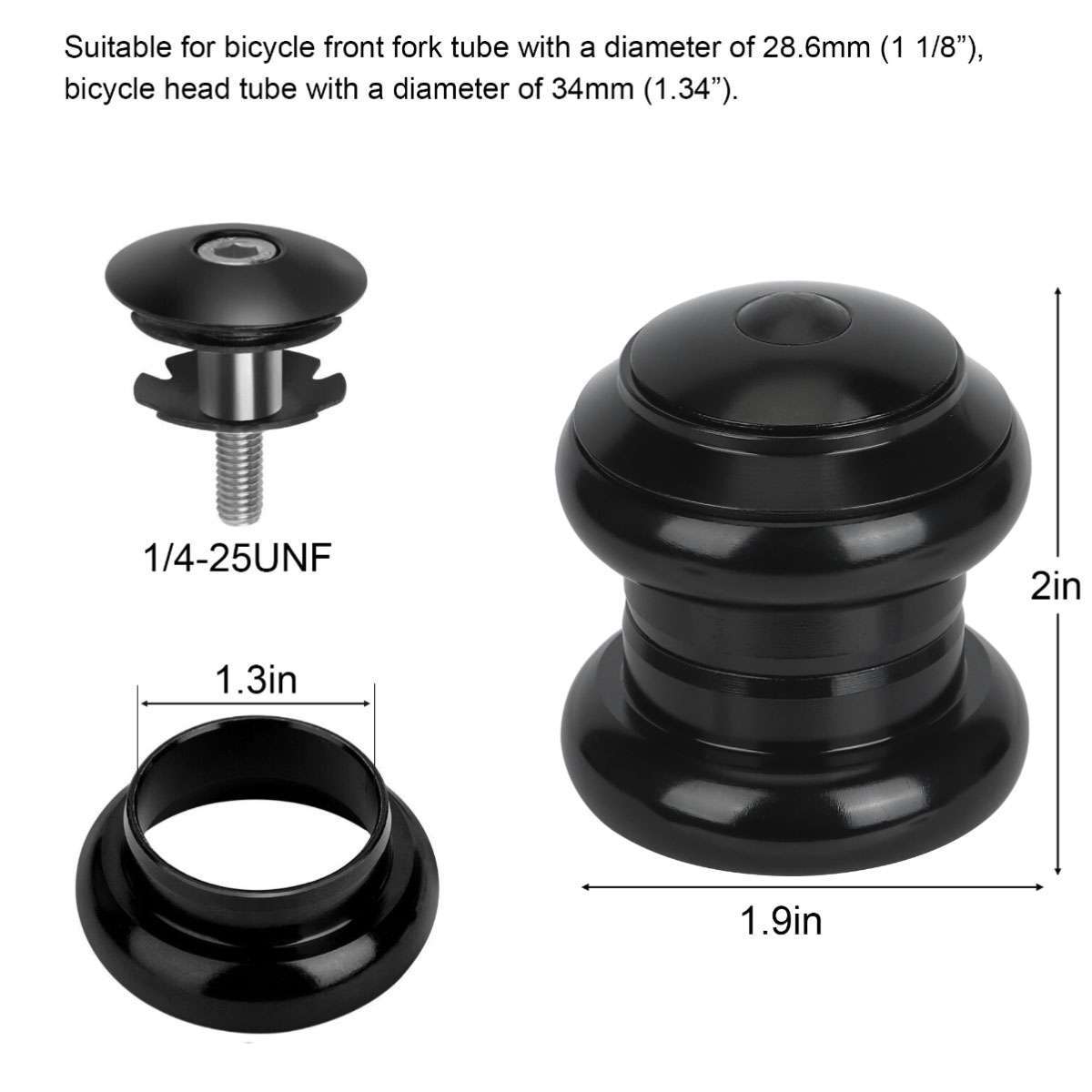 34mm Headset 1-1/8″ Threadless MTB Road Bike Sealed External Bearings Headset US