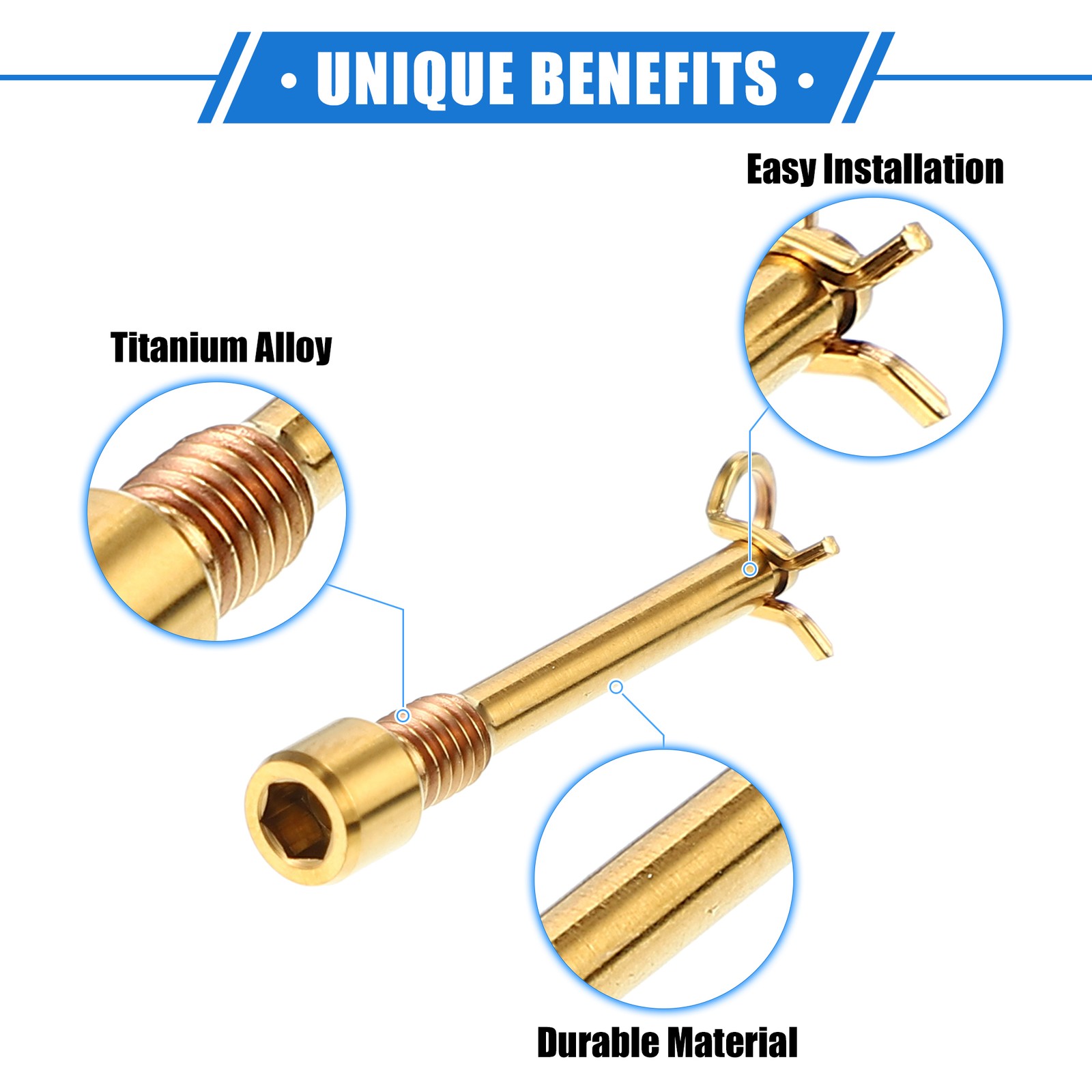 2 Pcs Bike Brake Caliper Bolt Screws M4x0.7 for Mountain Bicycle Gold Tone