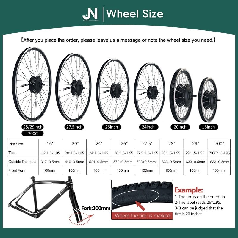 48V 2000W Electric Bicycle Front Motor Wheel Conversion Kit 20-29 Inch /700c