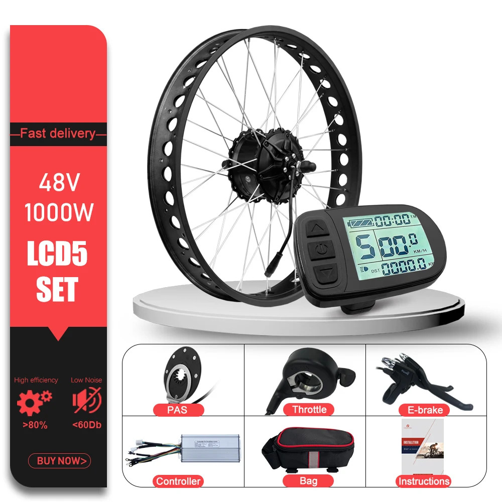 Snow Electric Fat Bike 48V 1000W 4.0 Tyre Brushless Rear Hub Motor Wheel Kit