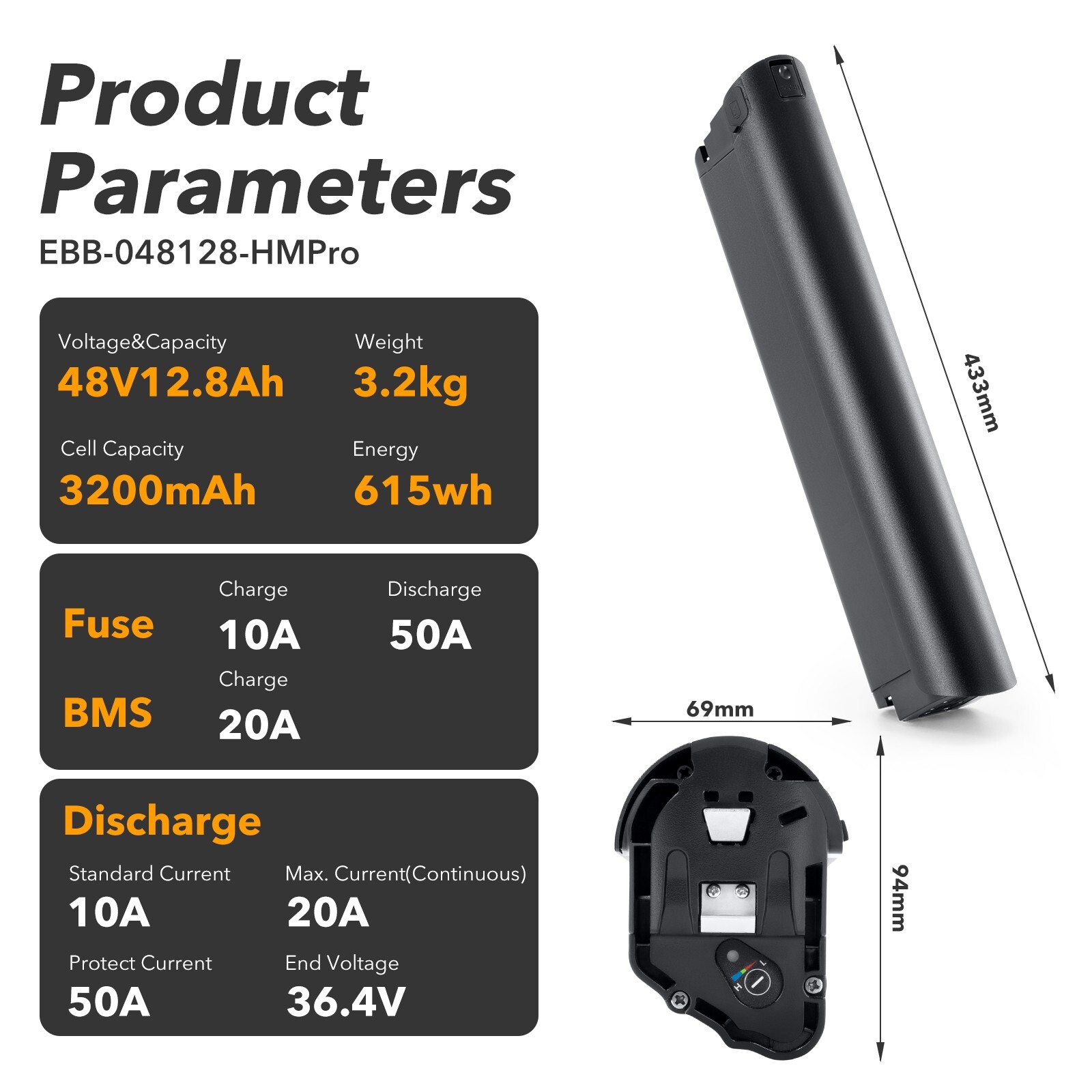 48V 12.8Ah Ebike Battery Lectricebikes XPeak XPress Electric Bike Battery