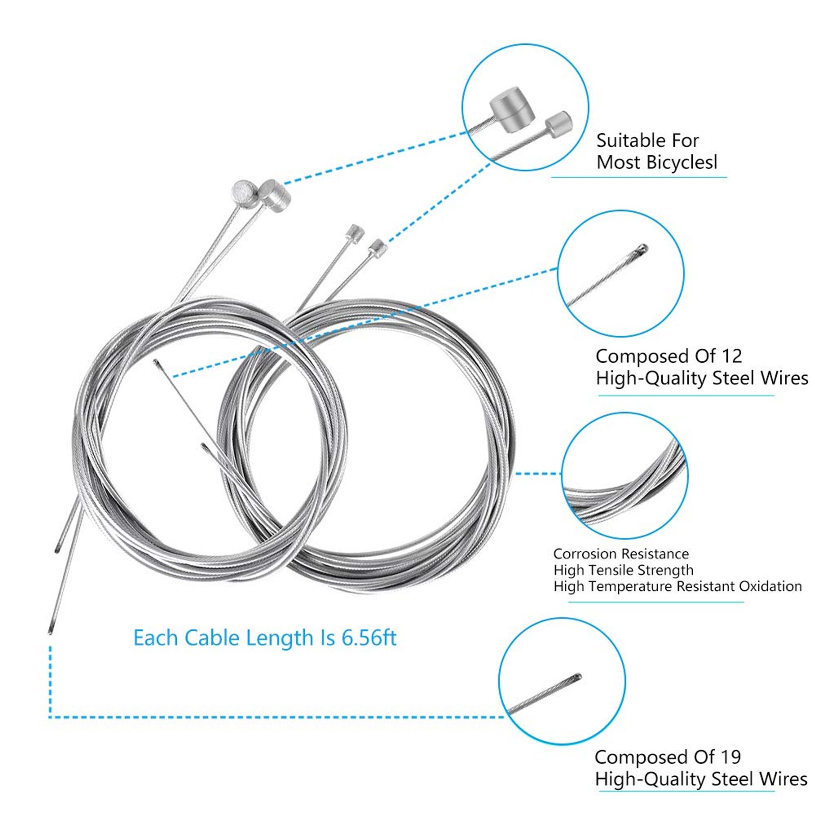 Bike Brake Cable Shifter Cable, Bicycle Gear Cable Wire for Mountain Bike, Bike
