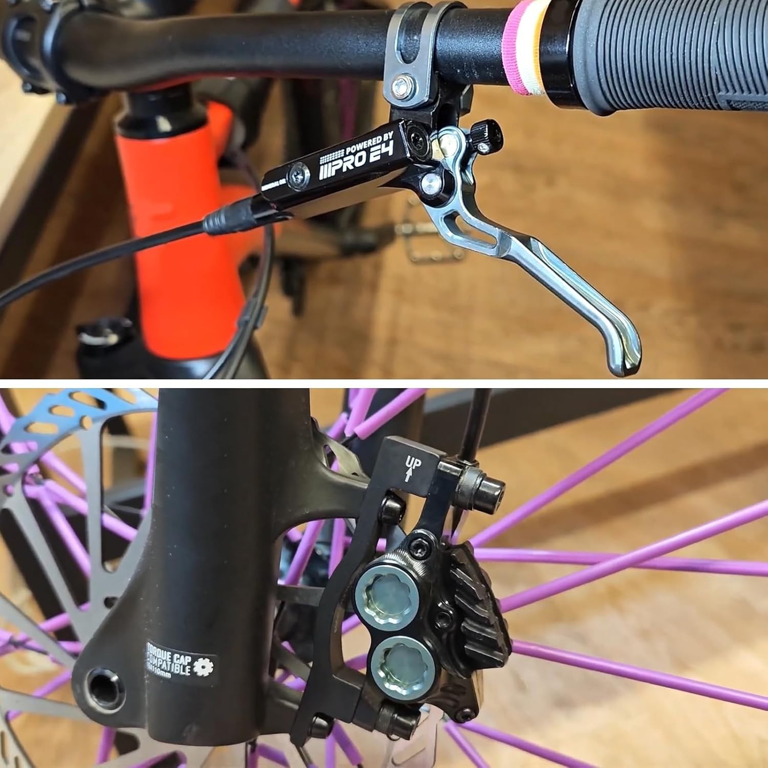 ZTZ IIIPRO E4 MTB Hydraulic Disc Brake Set, 4-Piston Hydraulic Brake Kit for MTB