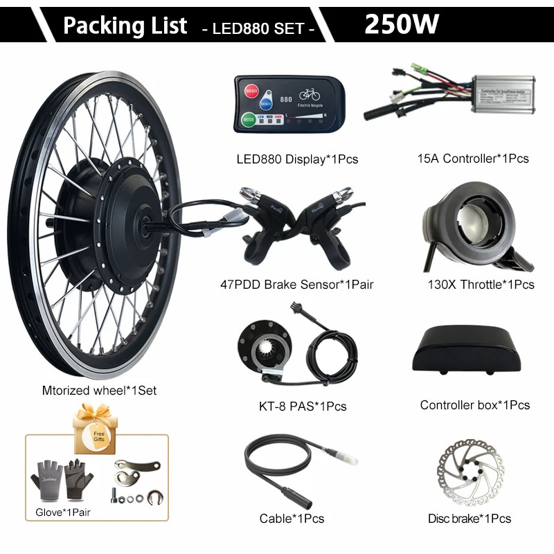 Electric Bike Motor Conversion Kit 36V 48V 250W Front Hub Motor 16-29 Inch 700C