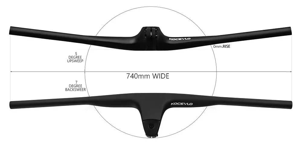 17° 50-90MM MTB Carbon Handlebar Efficient Integrated For MTB XC 740MM Riser Bar
