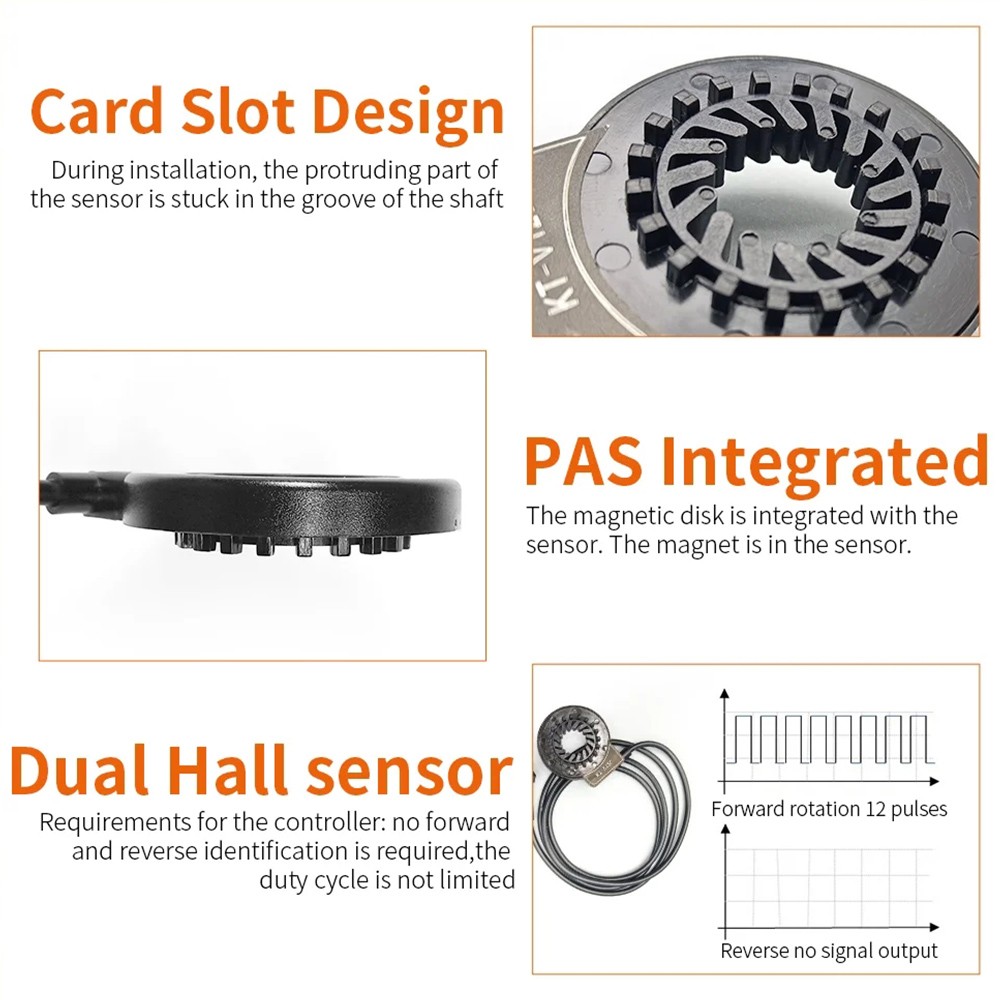 KT ebike V12L PAS Pedal Assist Sensor 12 Magnets Double Hall Electric Bicycle