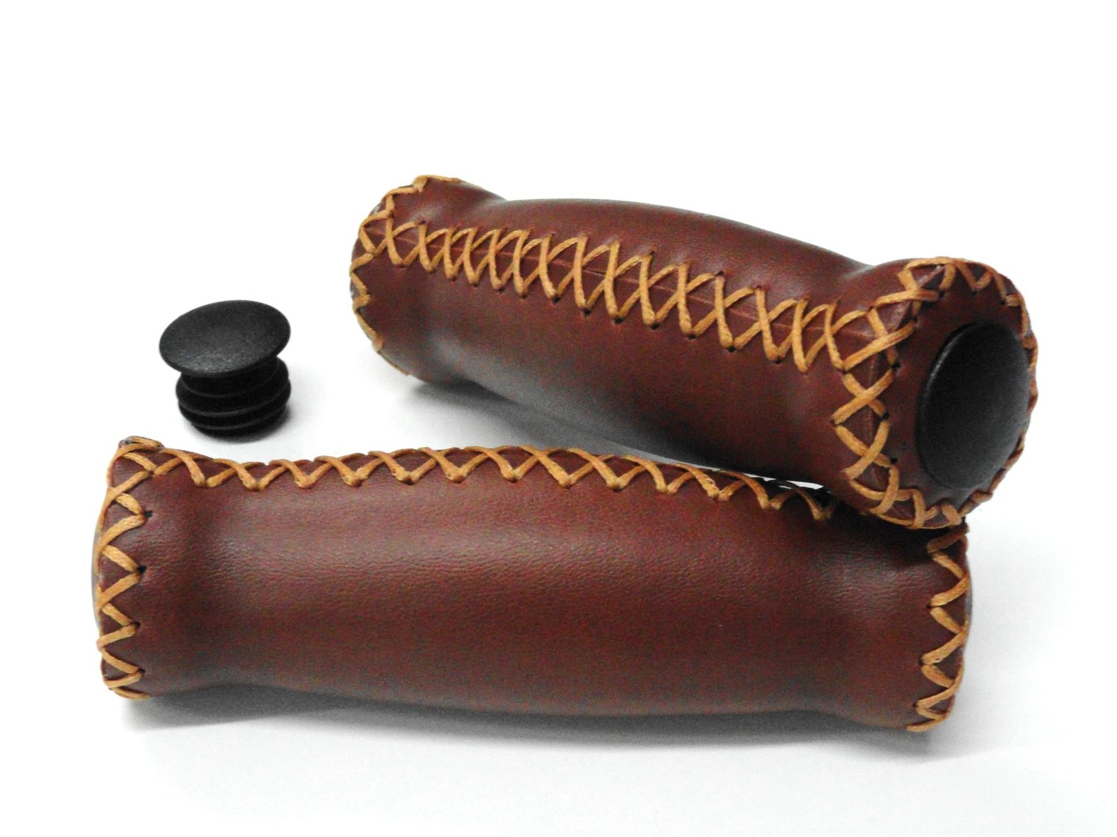 BROWN Bike Bicycle Handlebar Leather Like Grip Grips 127mm x 18mm Beach Cruiser