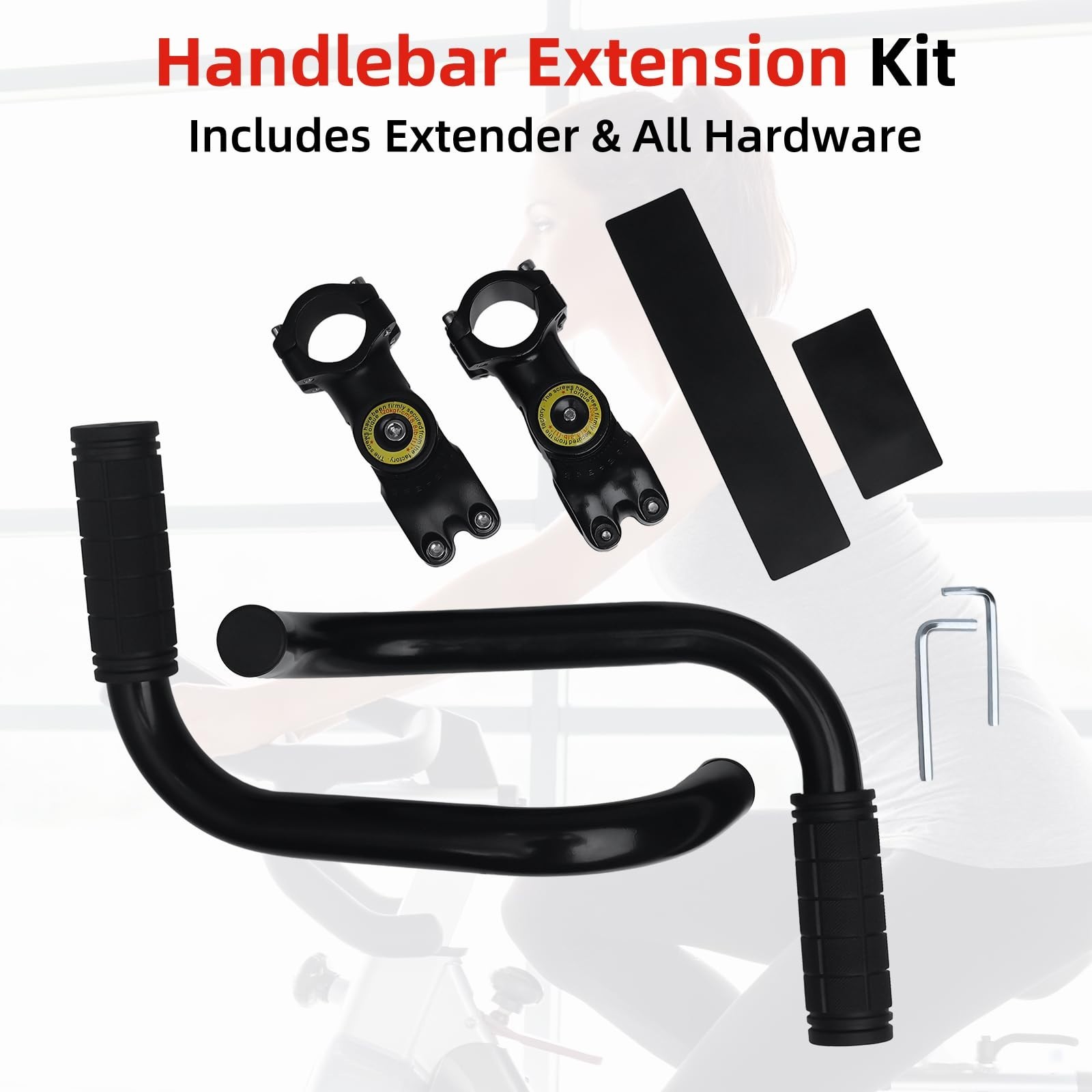 Adjustable Handlebar Extender for Indoor Exercise Bike – Non-Slip Grip Riser, Un