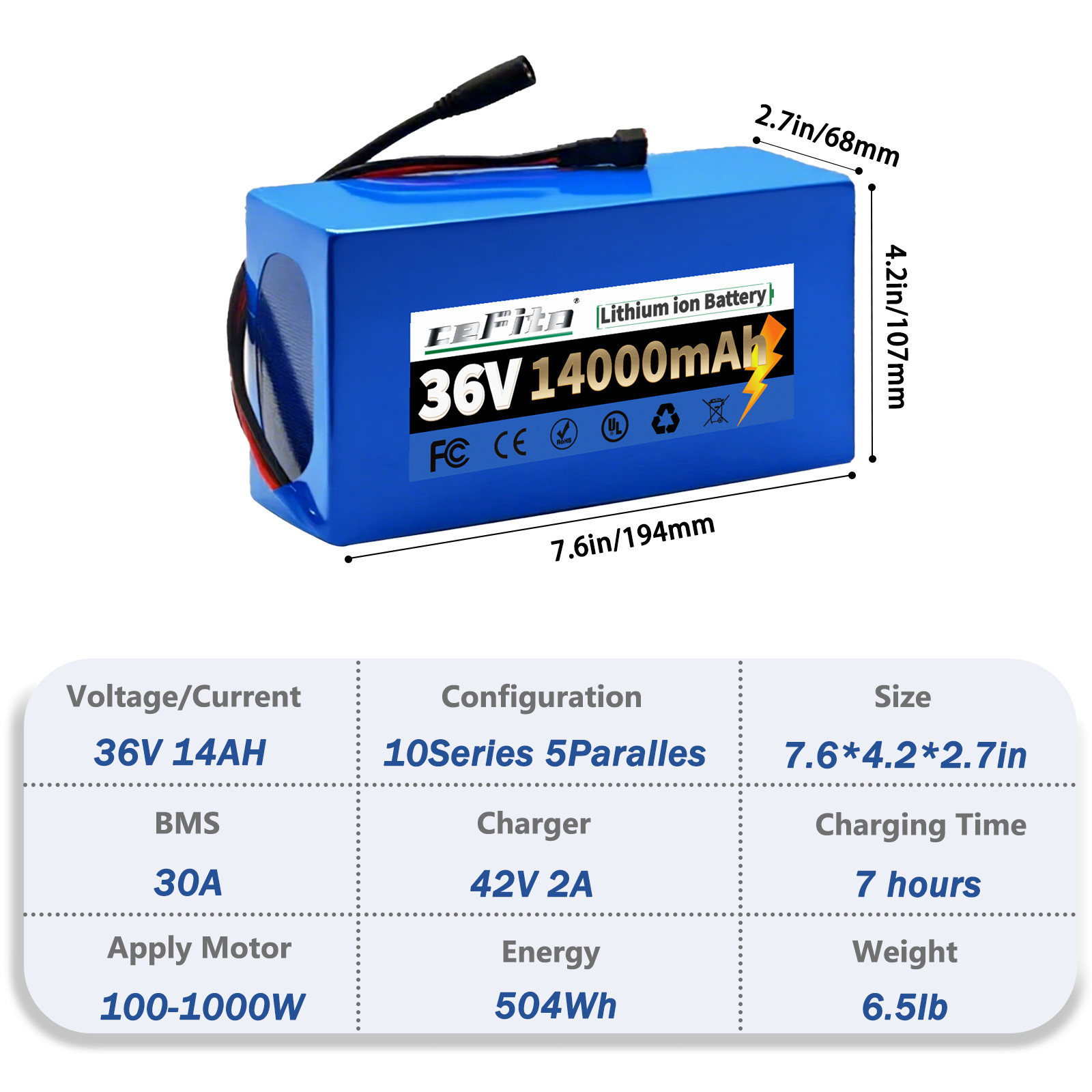 36V 14Ah Ebike Battery 36Volt 14Ah Replacement Lithium Battery for 36V E-Bikes