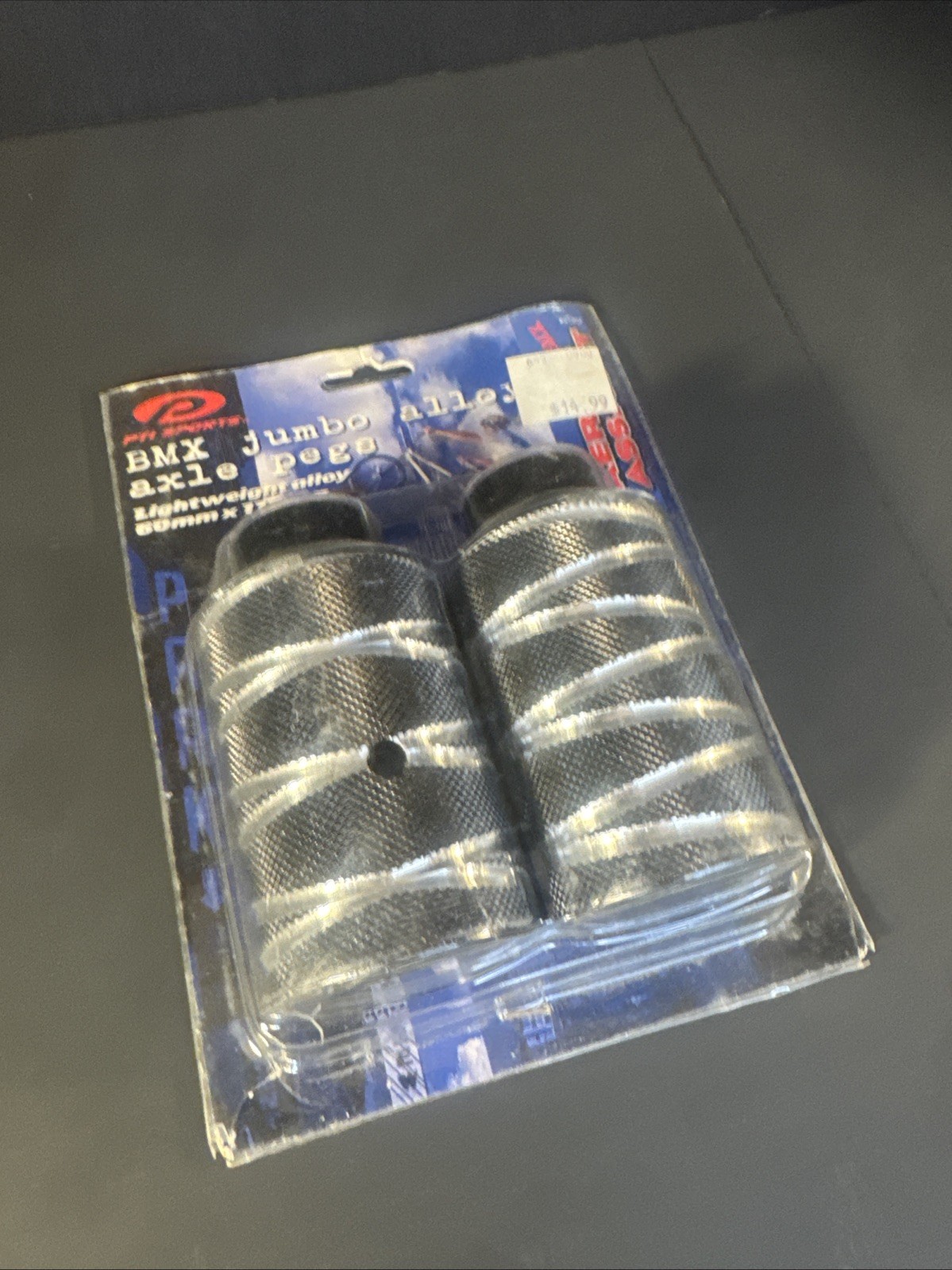 Vintage PTI sports BMX jumbo alloy axle pegs Bicycle Pegs New In Box Dead Stock