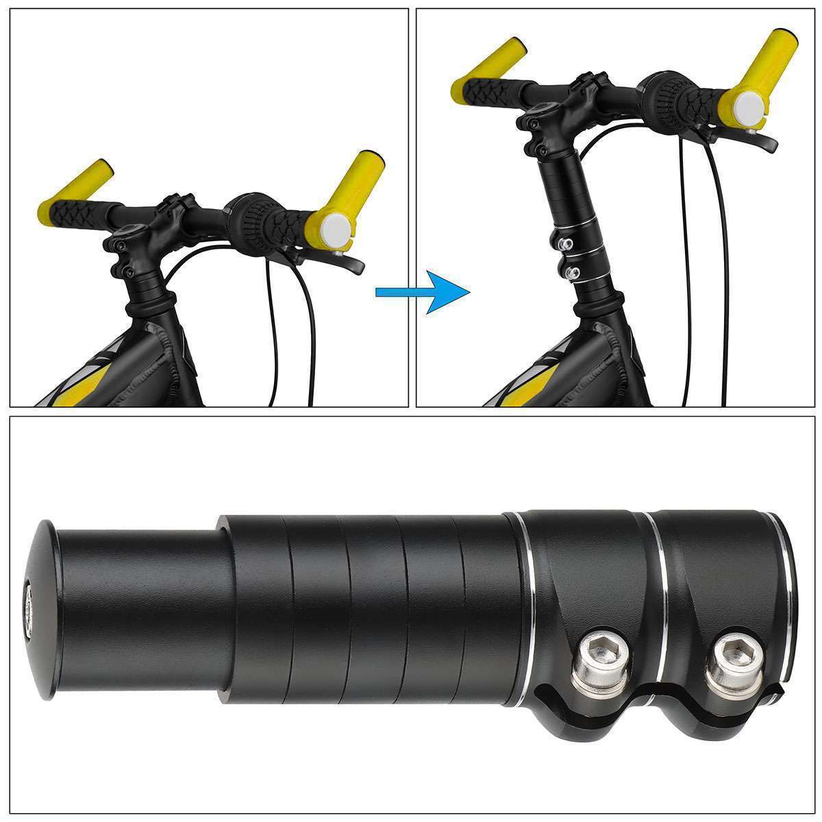Mountain Bike Handlebar Extender Adaptor Front Fork Stem Riser Extension Head Up