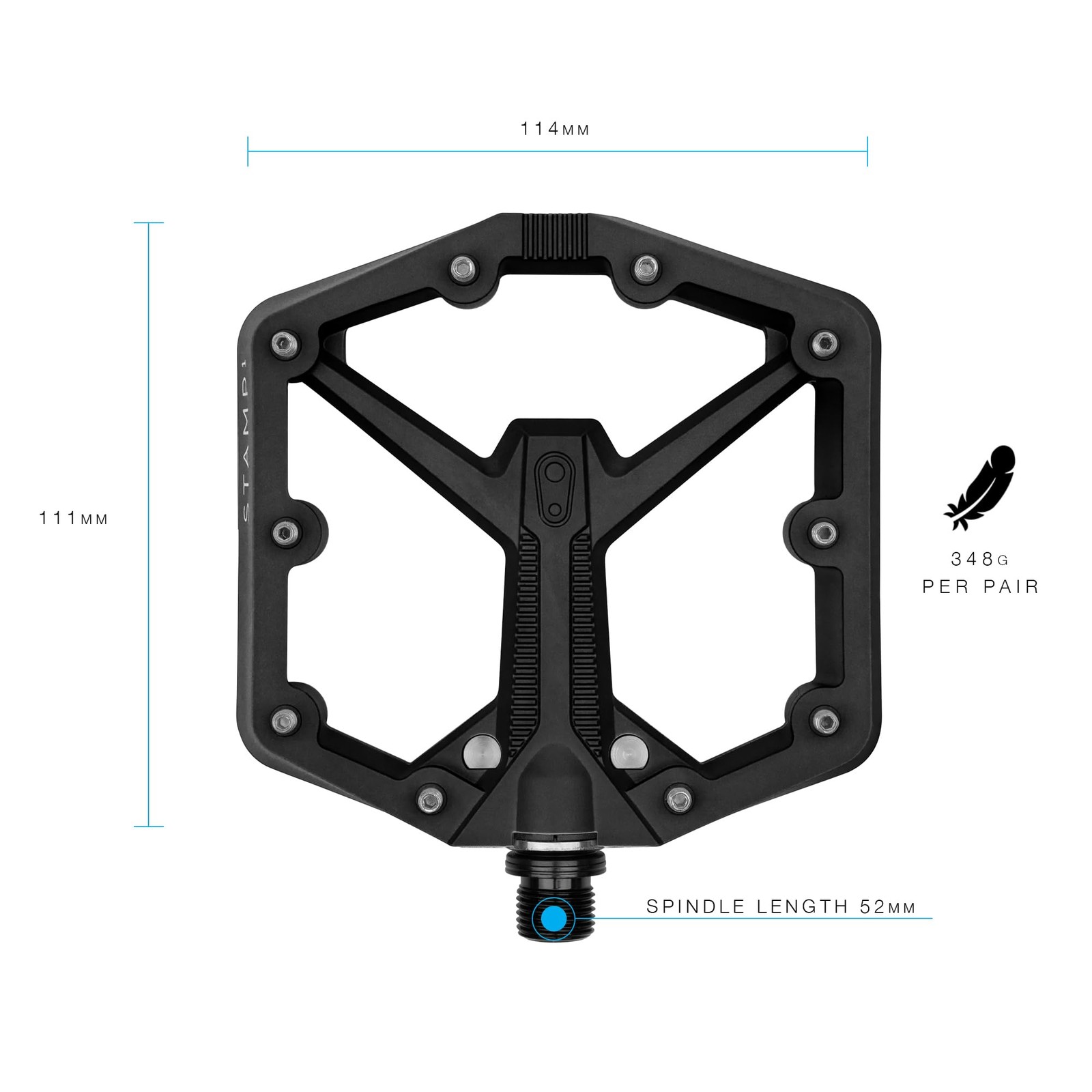 Crankbrothers Stamp 1 Gen 2Composite Mtb Bike Pedal Black Large 16809