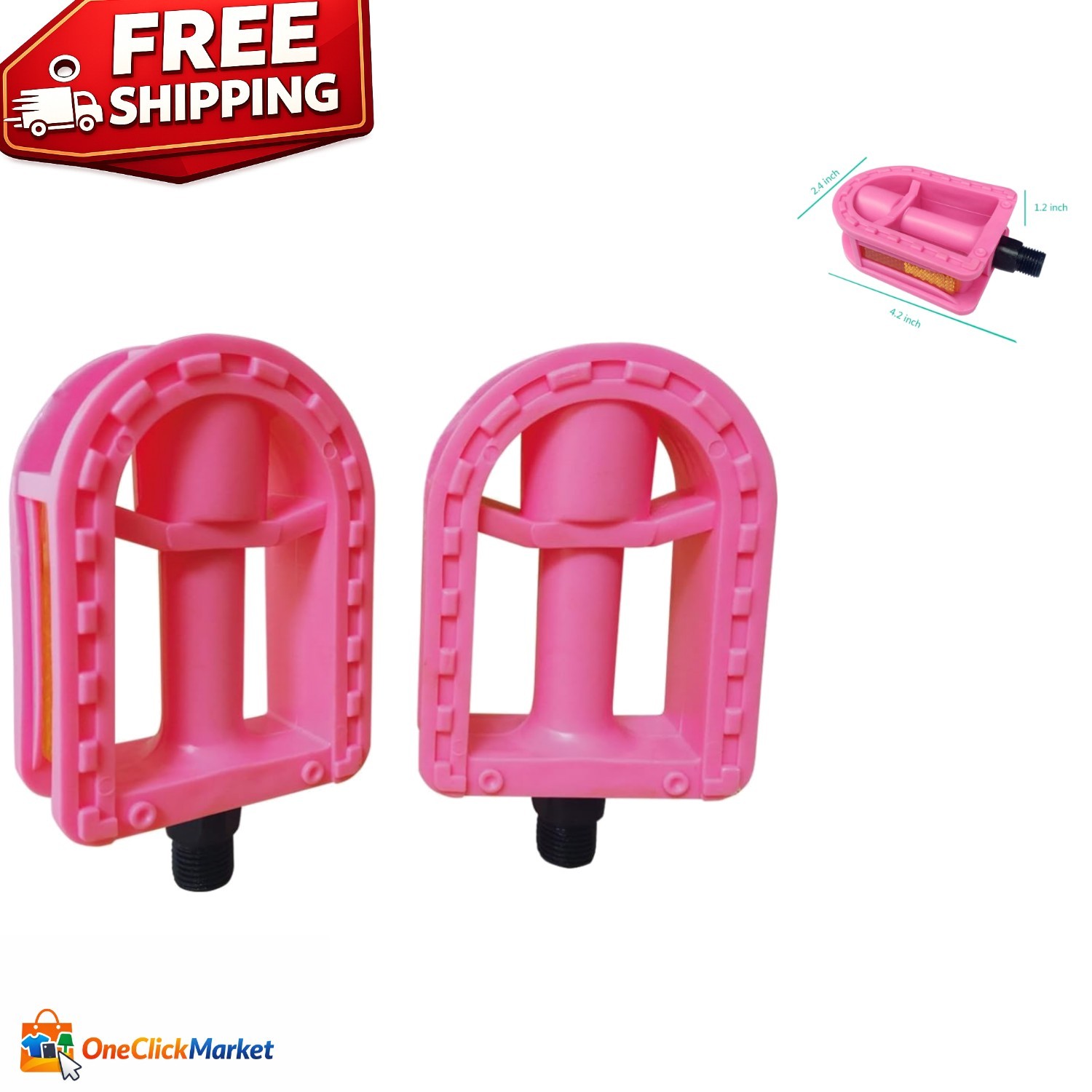 Modern Kids Bike Pedals 1/2-Inch Resin Spindle, Pink/Blue for 12″ & 14″ Bikes
