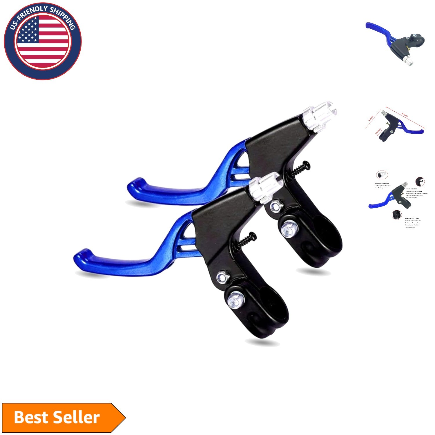 Upgraded Aluminum Alloy 4-Finger Brake Handles for Ultimate Bike Control – Blue
