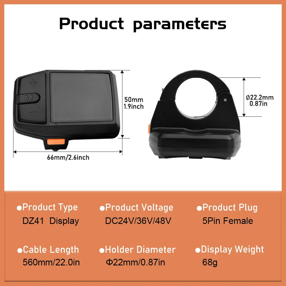 BAFANG DZ41 LCD Ebike Display 5PIN WP UART BBS01B BBS02B BBSHD Mid Hub Motor