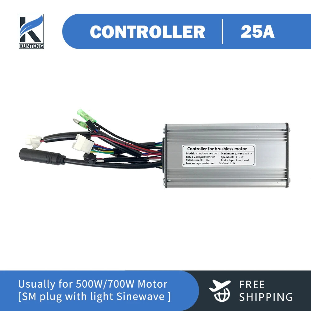 E-bike KT Controller 36 48V 250-1000W Sinewave SM/WP Plug Controller with Light