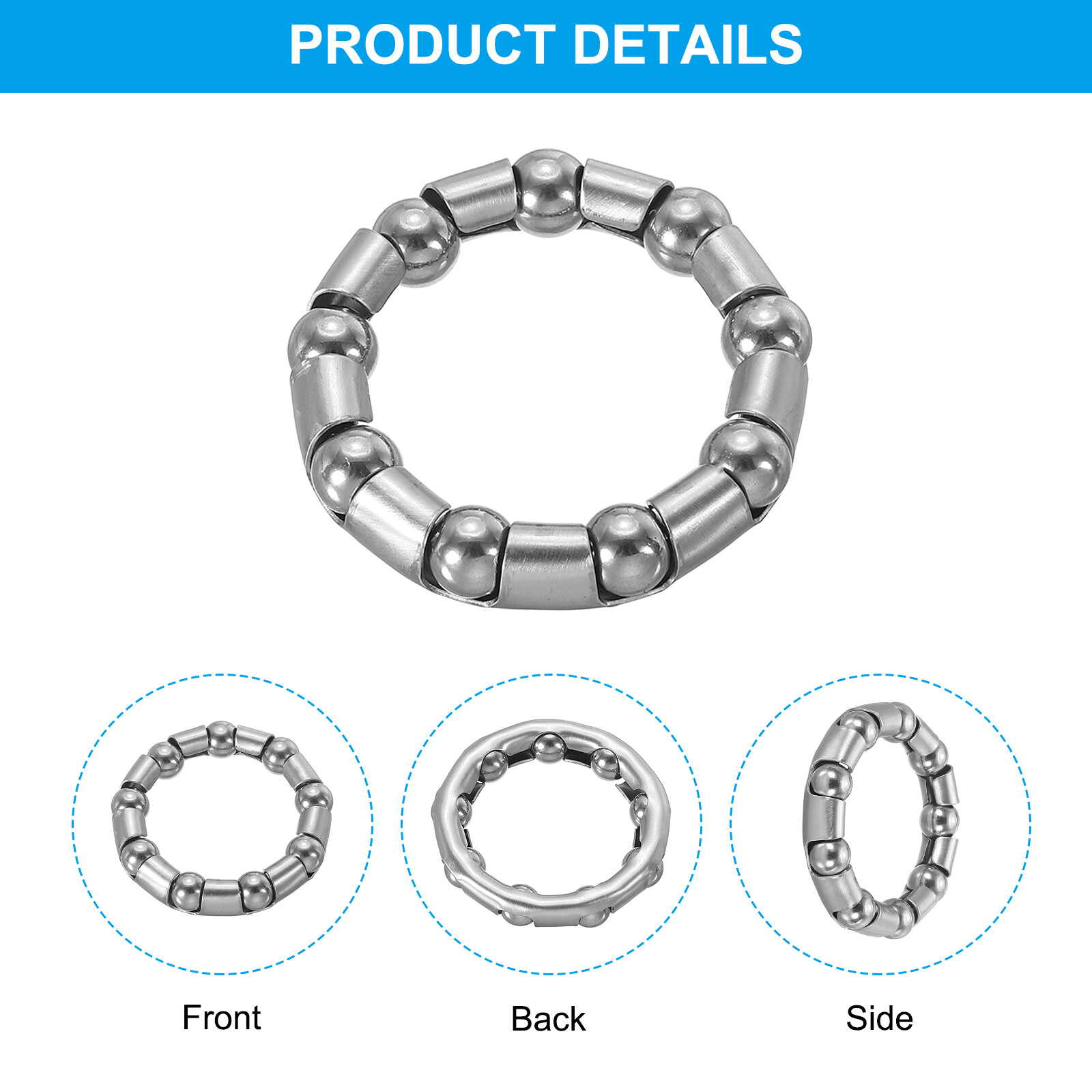 Bike Ball Crank Bearing 45mm x 9 Balls, 4 Pack Bicycle Bearings, Silver